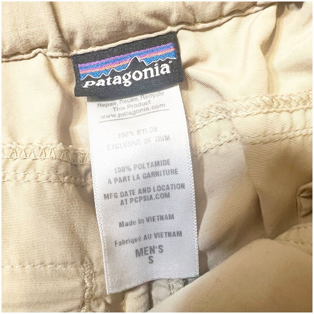 Patagonia Men’s Cargo Shorts Size Small Tan Outdoors Hiking Stretch Waist Nylon - Picture 8 of 11